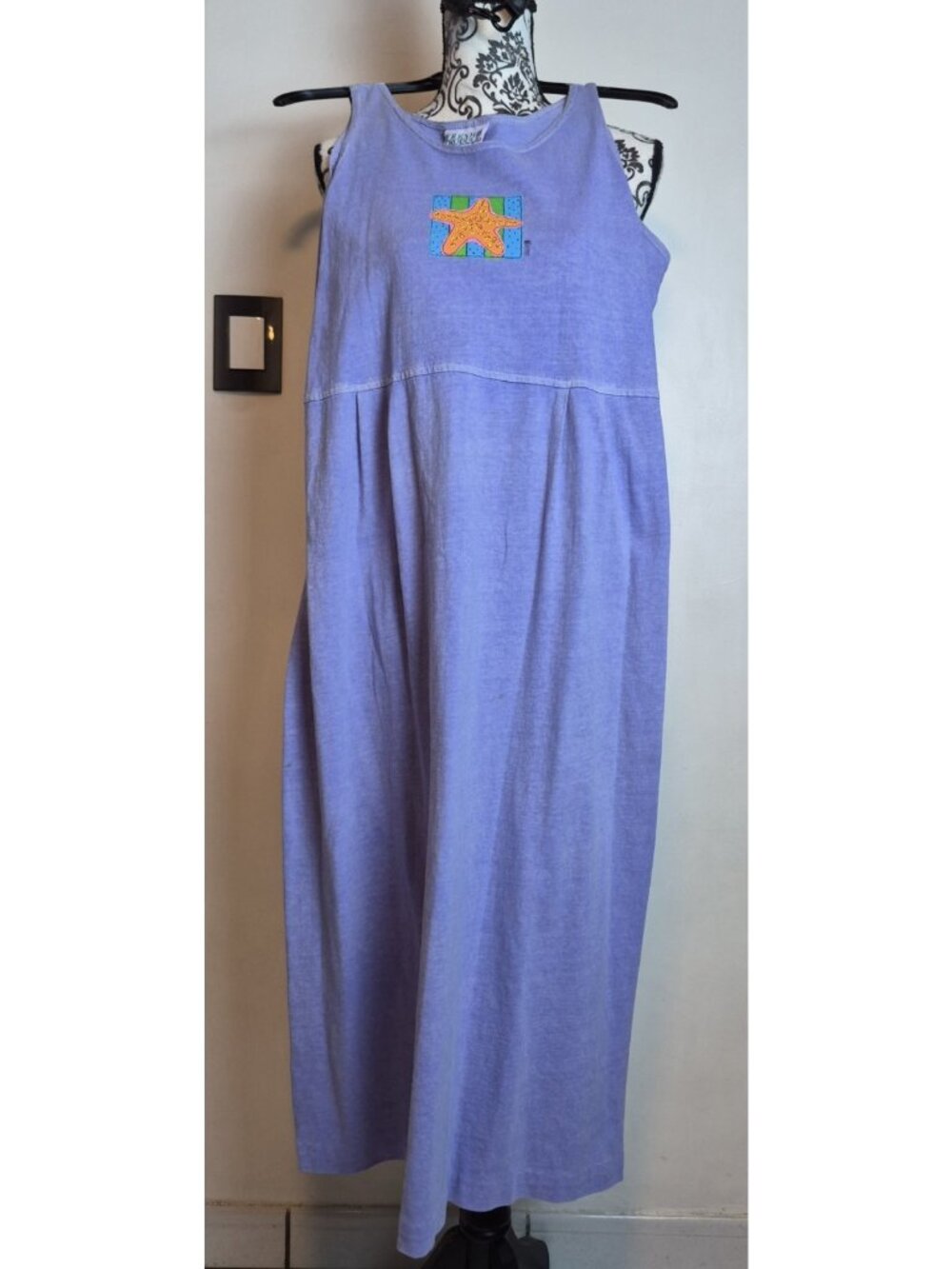 Fresh Produce Starfish Print Tank Dress Womens M Cotton USA Made Beach Boho